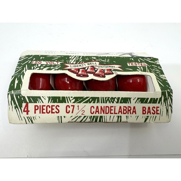 VINTAGE LIBERTY BELL CHRISTMAS BULBS 2 Packs C7 1/2 Candelabra Base Read* - Picture 3 of 10